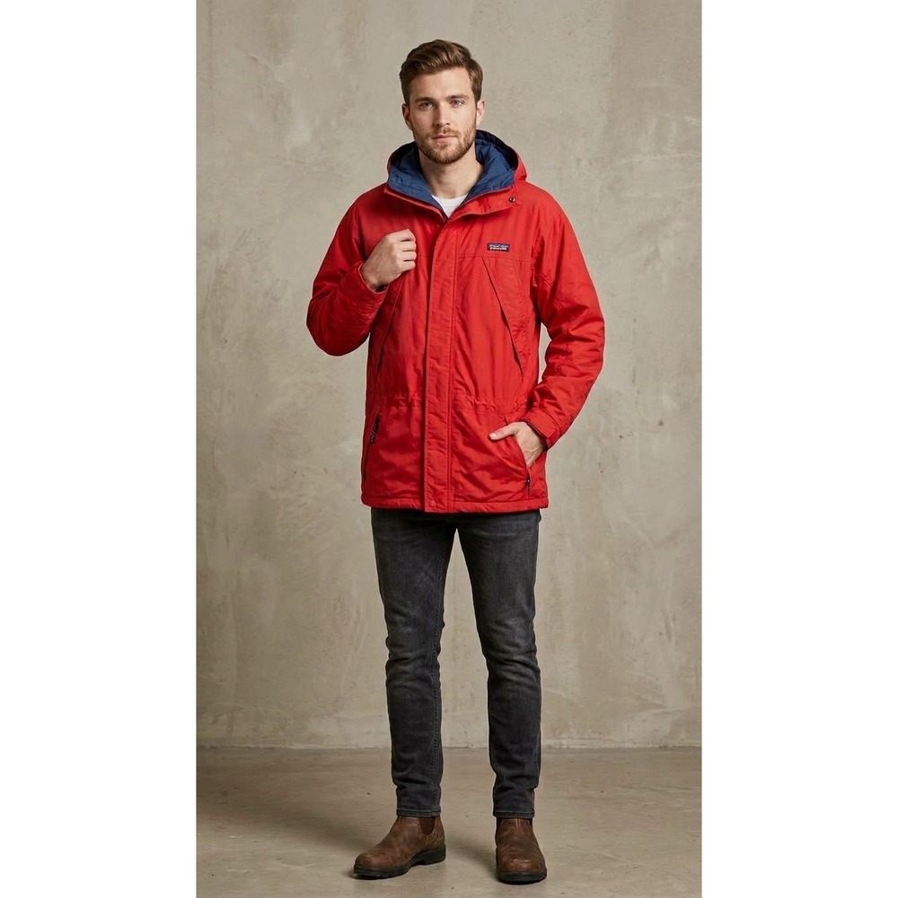 Patagonia Vintage 2000 Red Nylon Mesh Lined Parka Jacket Hooded Mens M 83602